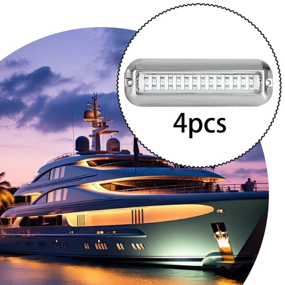 lacooooppia 4 Pieces Boat Transom Lights Marine Light Stainless Steel Waterproof Underwater Light High Brightness Suitable for boat lighting night fishing freshwater saltwater settings Green Light