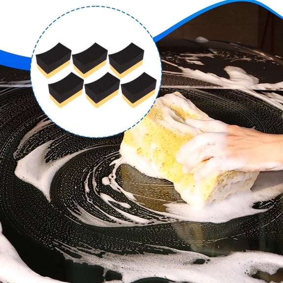 lacooooppia 6 Pieces Cleaning Sponge Tire Dressing Pad Polishing Sponge Shine Sponge Soft PE Sponge Suitable for Auto Tire Care Bathroom Use Wheel Hub Length 10 cm