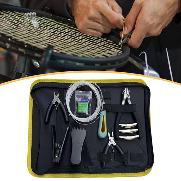 lacooooppia Badminton Stringing Tool Kit Flying Clamps Awl with String And Tubes for Tennis Racket Portable Manual Tools Bent Nose Pliers