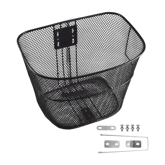 lacooooppia Bike Front Basket Metal Wire Cycling Accessory Black Universal Heavy Duty Basket Cargo Basket for Mountain Road Bikes M with Short Brace