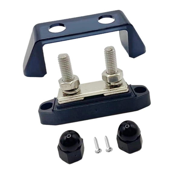 lacooooppia Bus Bar Double Stud Power Distribution Block 200A 12-48V Easy to Install with Cover and Screws for Car Yachts Automotive M8 Black