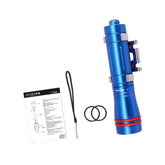 lacooooppia Dive Flashlight, Light, Portable, Hand -held Underwater Flashlight Made of Aluminum Alloy, LED Camping Flashlight for Survival Und Blue