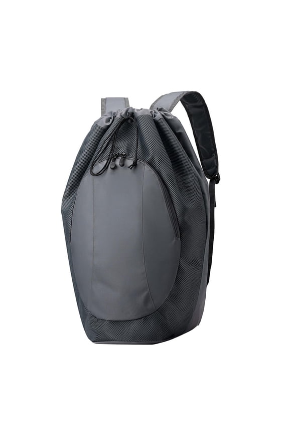 Drawstring Backpack Sports Gym Bag Zip Pocket Nylon Beach Gym Backpack Badminton Racket Bags for Hiking Dance Travel Shopping Grey