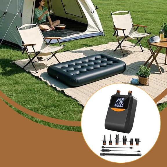 lacooooppia Electric Air Pump for Inflating And Deflating with Light, Inflation And Deflation Valve And 6 Nozzles for Swimming Rings, Kayaks And Air Mattresses