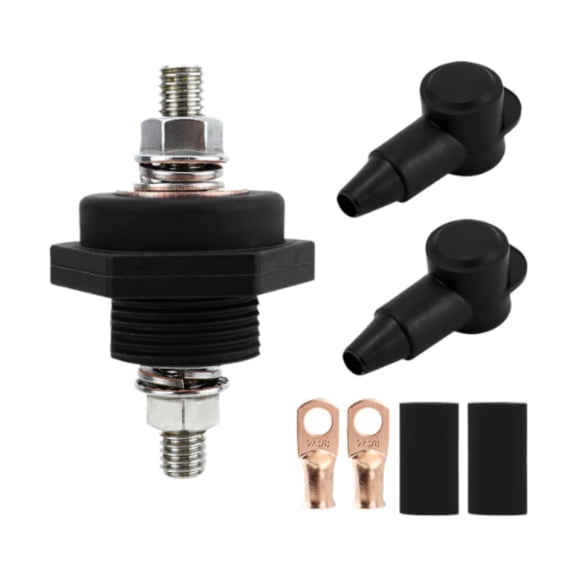 lacooooppia Generic 3/8in thru Panel Battery Terminal Connector, Directly Replace, Battery Terminal Junction Stud Post for Yacht, Truck Black
