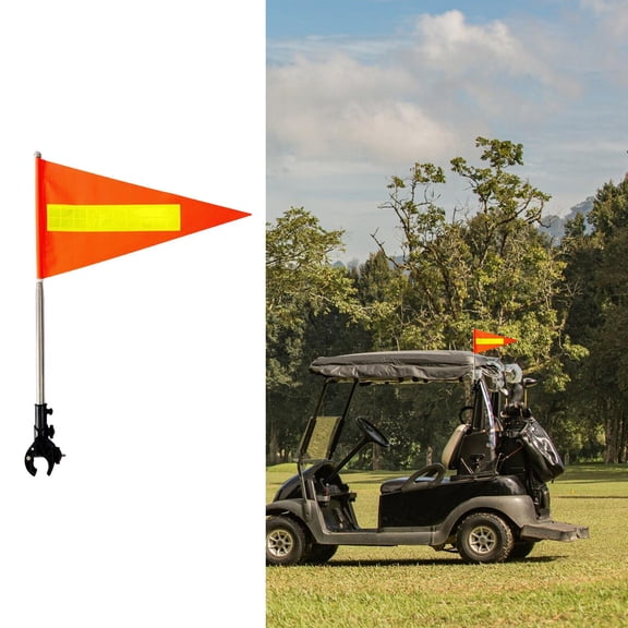 lacooooppia Golf Cart Flag Pole Kit Outdoor Telescopic Flagpole Quick Release Nylon Fiber Support Stainless Steel Screws High Visibility Reflective Design Suitabl Round Top 22x43cm