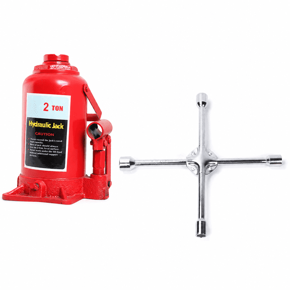 lacooooppia Heavy Duty Handcranked Hydraulic Jack Trailer Portable Household Automotive Cross Shaped Socket Wrench Chrome Lug Four Sizes Knurled Tire Iron Motoris