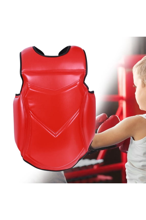 Karate Breast Protector Rib Sign Ergonomic Design Muay Thai Print Resistant PU Kickboxing Sparring Training Adult Children Children L