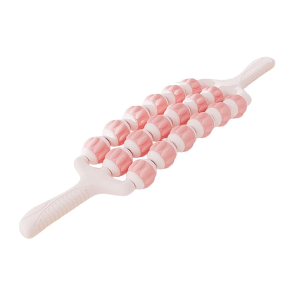 lacooooppia Massage Roller Rod Handheld with Comfortable Grip Flexible Calf Massage Deep Tissue for Thigh, Cellulite, Back, Abdomen,Waist Pink 3 Row