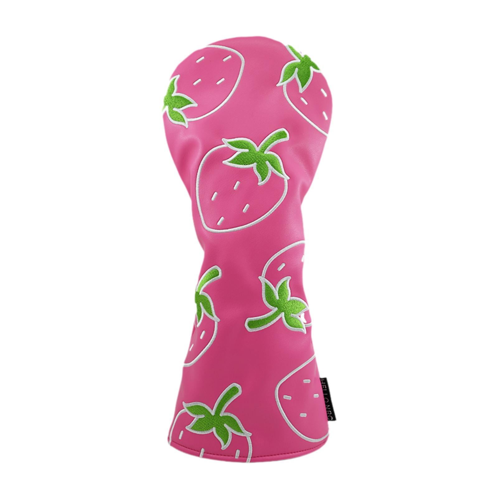 lacooooppia Strawberry Printed Golf Wood Headcover Wood Cover ,Golfing Supplies PU Leather Portable Sports Golf Club Head Cover Protector DR
