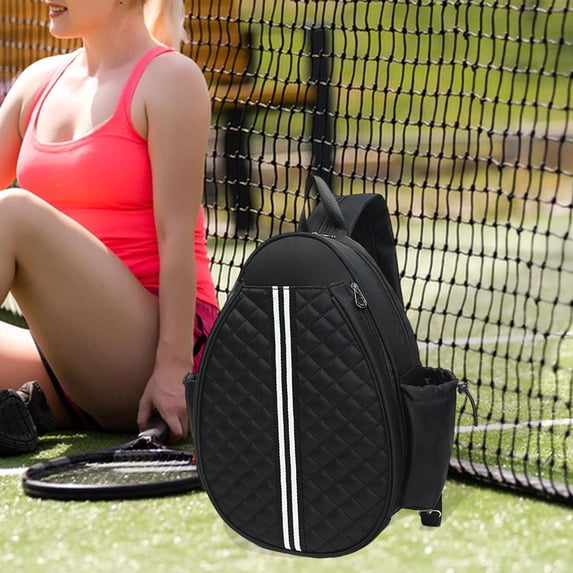 lacooooppia Tennis Crossbody Bag Backpack Large Racket Cover Carrier Bag Organizer Zipper Sport Chest Shoulder Tree Badminton Fighting Bag Black