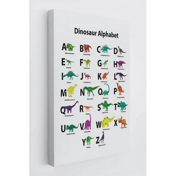 ladea Dinosaur Alphabet Dino Educational Wall Art Canvas Farmhouse Dinosaur Theme 11x14 Inch Prints Decor For Home Playroom Kids Room Nursery Classroom Library Dorm,Dinosaur Lovers Kids Gift