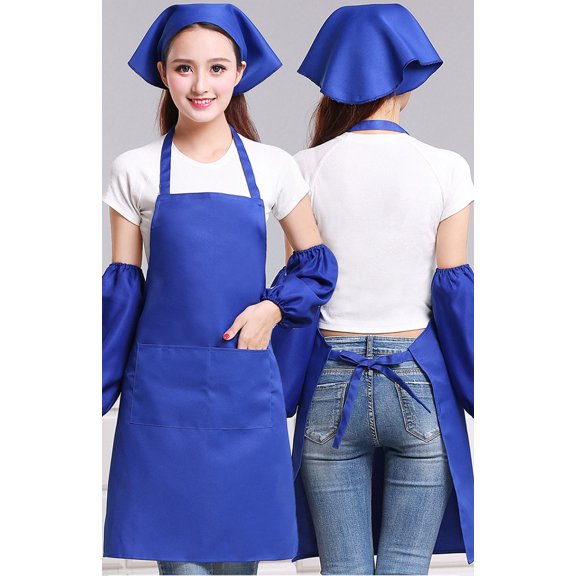 lady apron Cooking Apron Protective Apron For Art Craft Cotton Blue 1* Kitchen work cap
