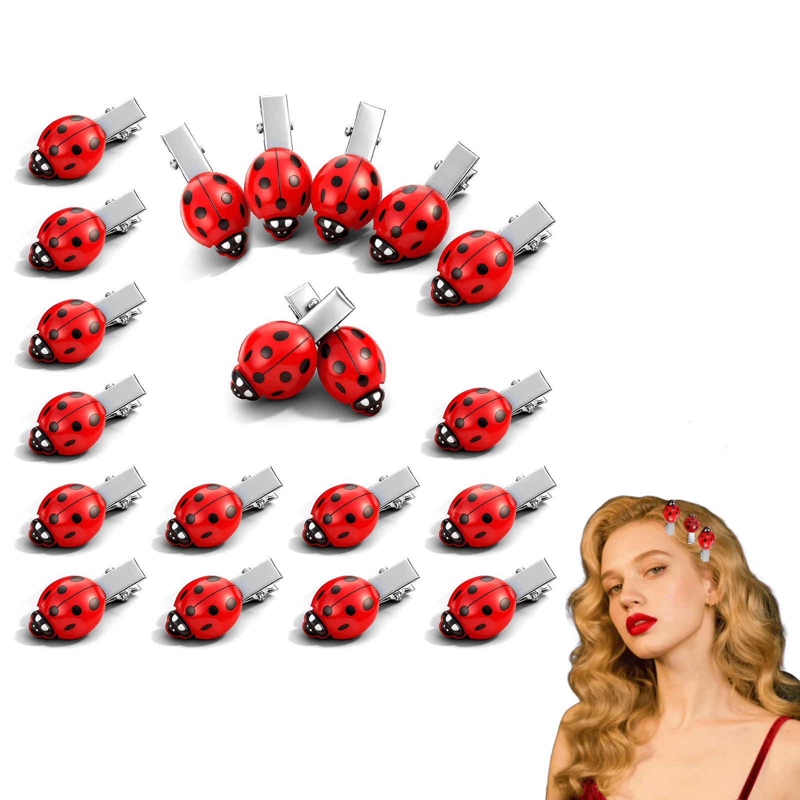 lady bug hair clips 30 pcs mini 0.6 x 0.8 inch resin alloy hairpins for festival party styling