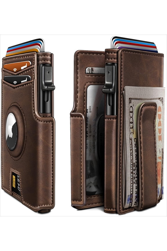 laggyz Airtag Wallet for Men,with Money Clip 10 Cards Metal Case Smart Slim Pop Up Credit Card Holder Flip with Magnetic Closure RFID Blocking wallet with Gift Box