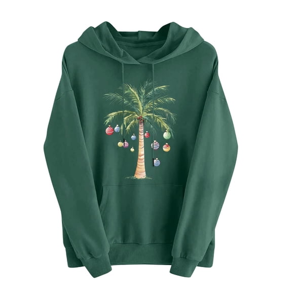 Yghzkop Women's Christmas Printed Hooded Sweatshirt Long Sleeve Fleece Pullover Graphic Holiday Pattern Top Cozy Warm Casual Crewneck Jacket for Winter Streetwear and Christmas