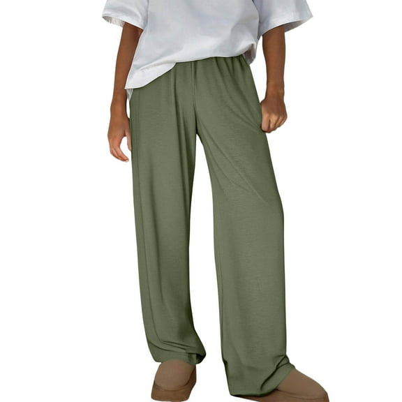 laiqvcdr Women's High Waisted Sleep Pants Solid Color Loose Fit Lounge Trousers Soft Brushed Fleece Elastic Waist Comfy Home Wear Pajama Bottoms