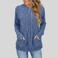 thumbnail image 1 of laiqvcdr Womens Sweaters, Women's Long Sleeve Knitted Sweater with Pocket, Drawstring Hoodie for Women,Navy,Womens Plus L, 1 of 8