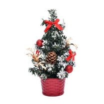 lajdalh 8in Small Christmas Tree Tabletop Artificial Mini Christmas Tree Decorations with Holiday Ornaments Red Berry Pine Cone Greenery for Home Indoor Fireplace Mantel Xmas,Red-1pc