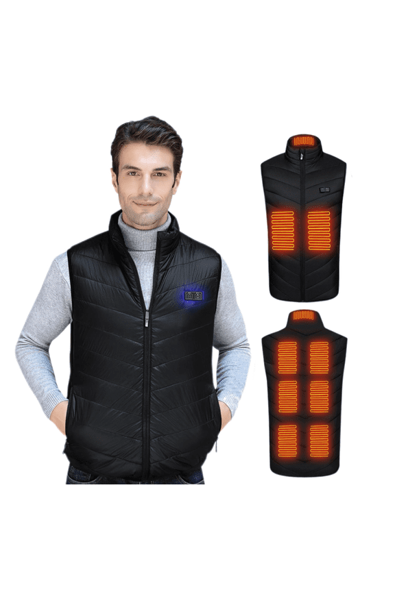 Heated Vest For Men Women with 9-Zone Smart Control, 3 Heat Levels, USB Powered, Lightweight Water-Resistant, Machine Washable (M-6XL, Battery Not Included),6XL,Black