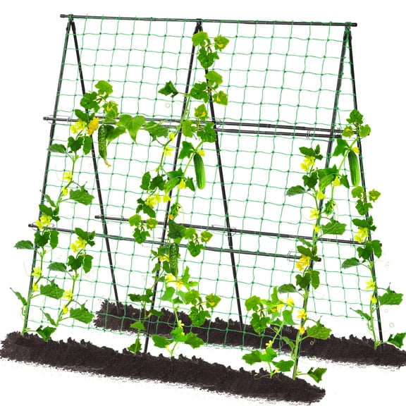 lalahoni 50"x 48" A Frame Trellis, Garden Trellis for Climbing Plants, Outdoor Vegetable and Cucumber Trellis for Raised Bed, Black