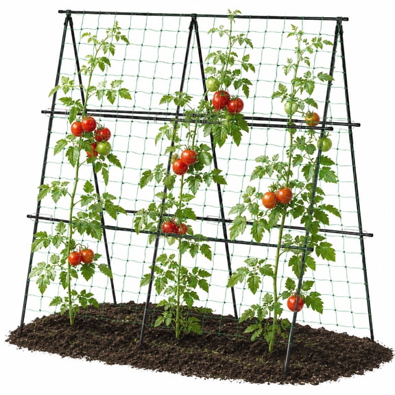 lalahoni 50" x 48" A Frame Garden Trellis for Climbing Plants, Outdoor Vegetable Cucumber Trellis for Raised Beds, Metal Plant Support for Garden, Black