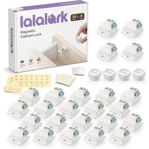 lalalark Magnetic Cabinet Locks Baby Proofing (24 Pack+4 Keys)