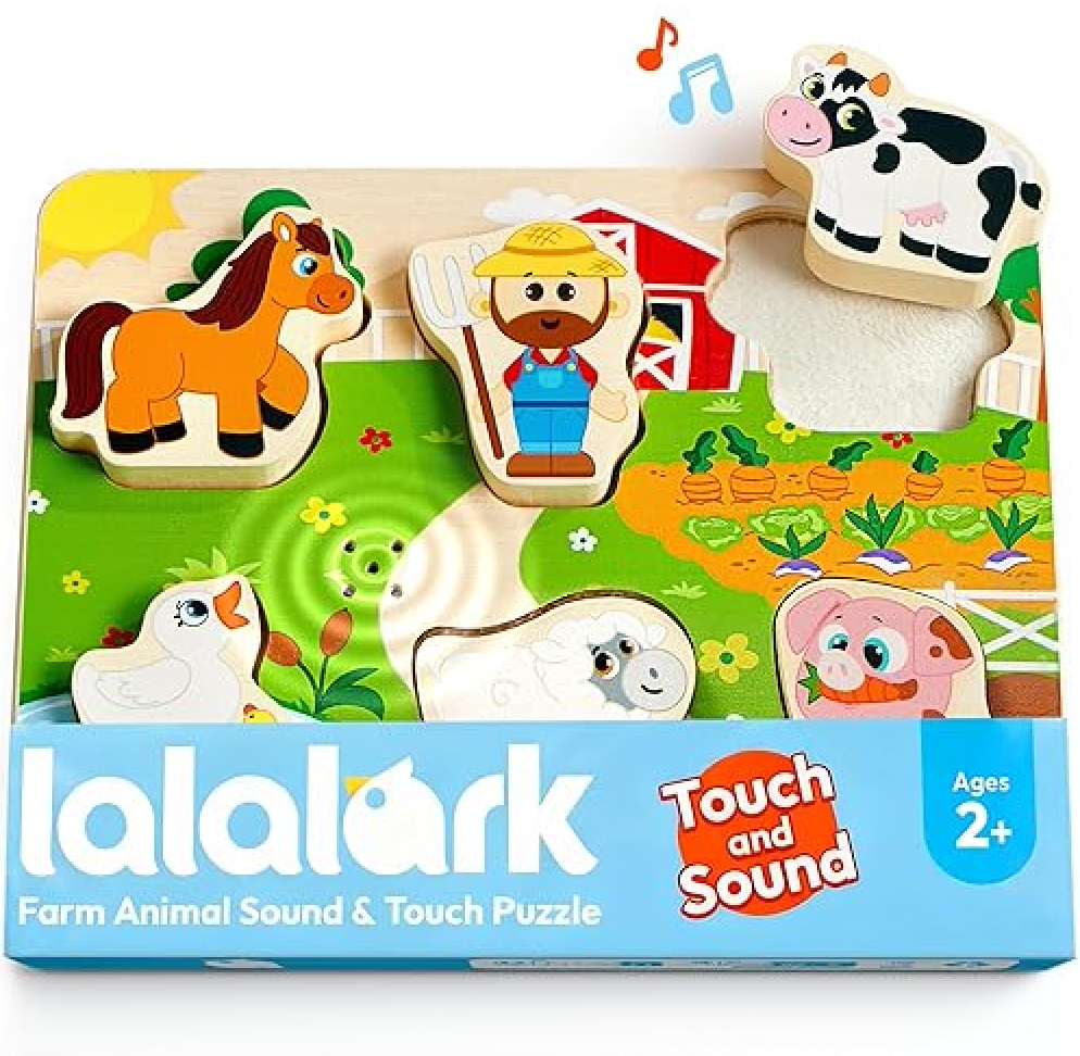 Joyfy, Musical Wooden Puzzles, Tactile, Sound Farm Animal Toys