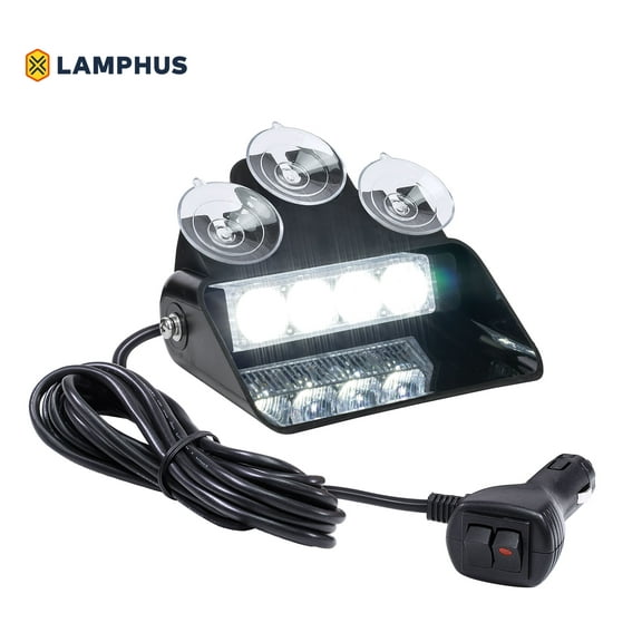 lamphus solarblast sbwl14 emergency vehicle led dash light [4w led] [32 unique flash patterns] [adjustable angle] [available in multiple colors] - strobe light for dash, deck & windshield - white