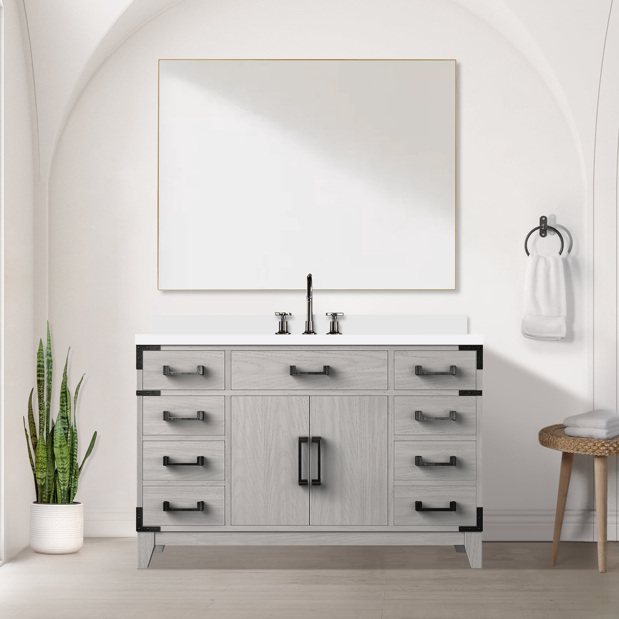 Élan Home & Decor White Oak Bathroom Vanity Set 48