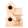 thumbnail image 1 of Three Rooms Wood Bird Nest Entrance House for Garden Birds Supplies 2pcs Creative Birds Bed Set, 1 of 7