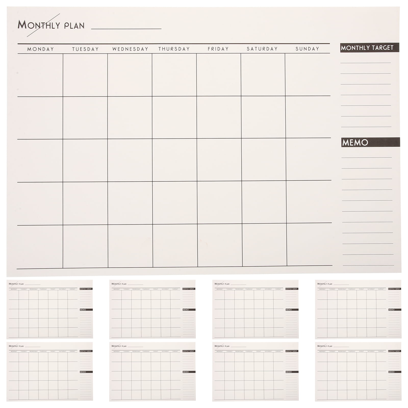 Landege 12 pcs simple a3 monthly daily schedule organizer memo schedule