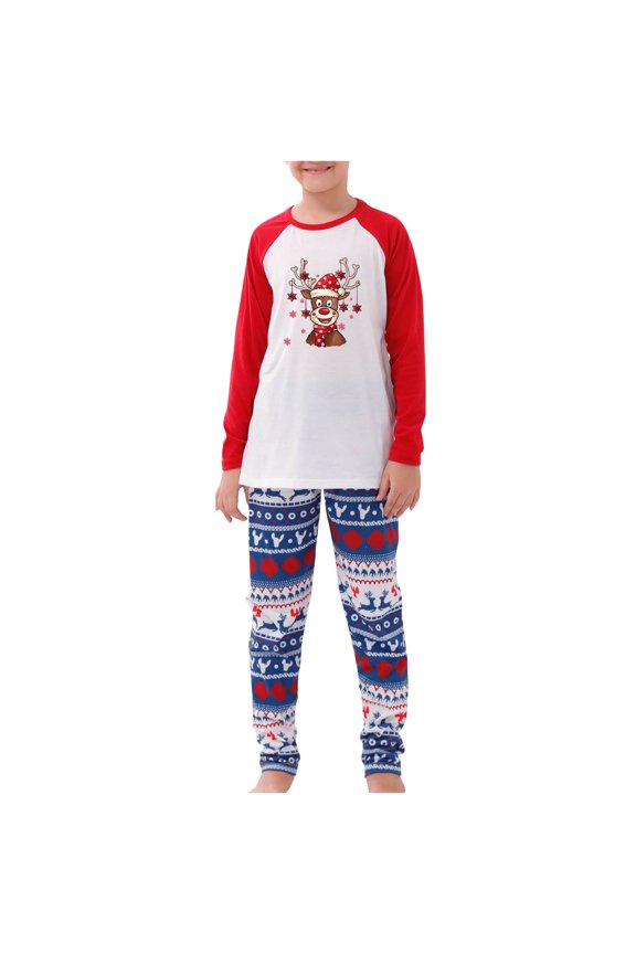 Wetopw Parent-child Warm Christmas Set Printed Home Wear Pajamas Two-piece Kids Set WD