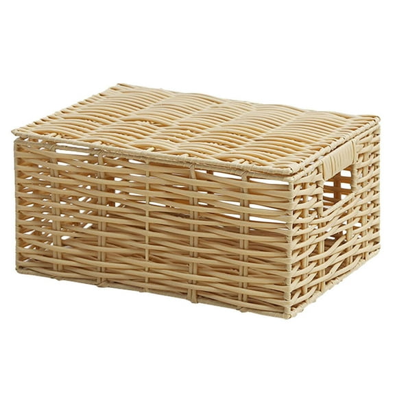 landege 1Pc Storage Baskets Imitation Rattan Woven Baskets Storage Boxes (Beige)
