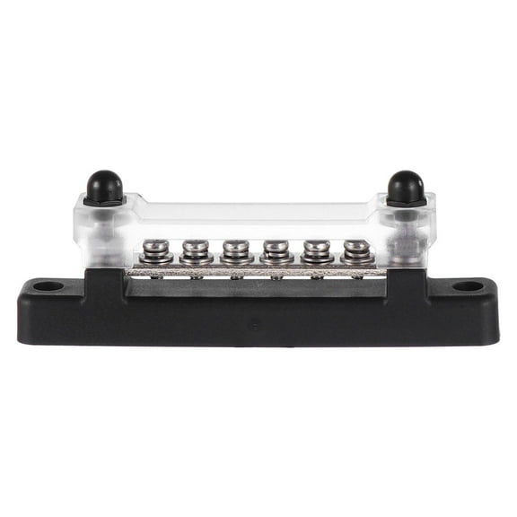 Landege 1pc 6-Terminal Bus Bar with Clear Protective Cover Power Distribution Block for Car Electrical System