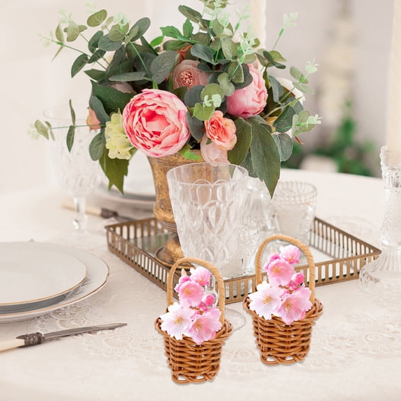 landege 20PCS Mini Small Handheld Basket Rattan Woven Small Basket Wedding Holiday Decor