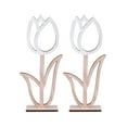 thumbnail image 1 of landege 2Pcs Table Decoration Wooden Tulip Centerpiece Flower Table Sign Flower Figurines Tabletopper Desktop Ornaments for Party Favor, 1 of 10