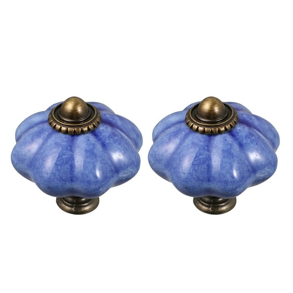landege 2pcs Colored Ceramic Drawer Knobs Ethnic Style Cupboard Handle for Home