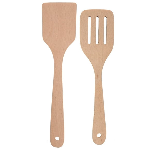 Landege 2pcs Wooden Shovel Set Handle Non-Stick Pan Spatulas for Stir-Frying Cooking Home Kitchen Restaurant Use