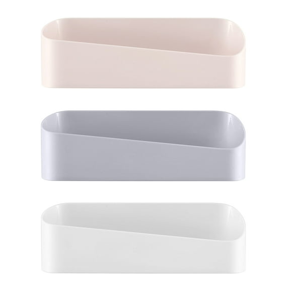 landege 3 Pcs Plastic Bathroom Shelf Organizer Self Adhesive Shower Shelf Drill Free Wall Storage Rack Organizer Soap ShampooHolder(White + Gray + Apricot 1 Pc for Each Color)