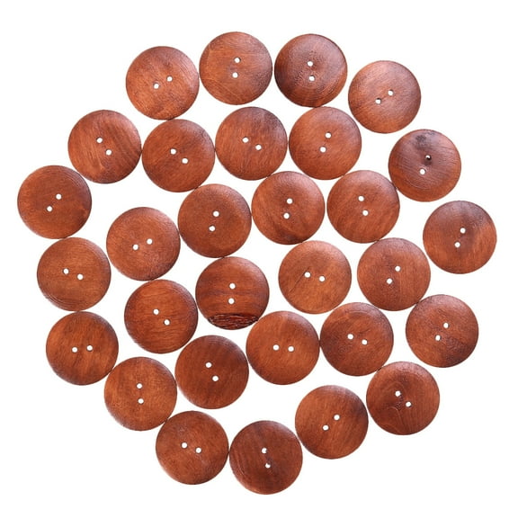 landege 30 40MM Buttons Two Holes Round Brown Wooden Fastener Press Buttons for DIY Craft