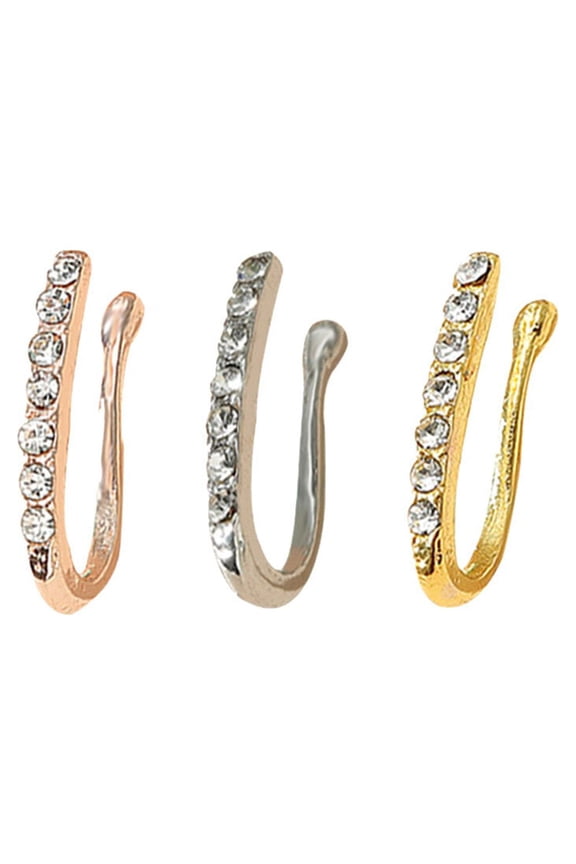 3PCS Fashionable Fake Nose Ring U-shaped Nose Clip No Perforation Nose Decor