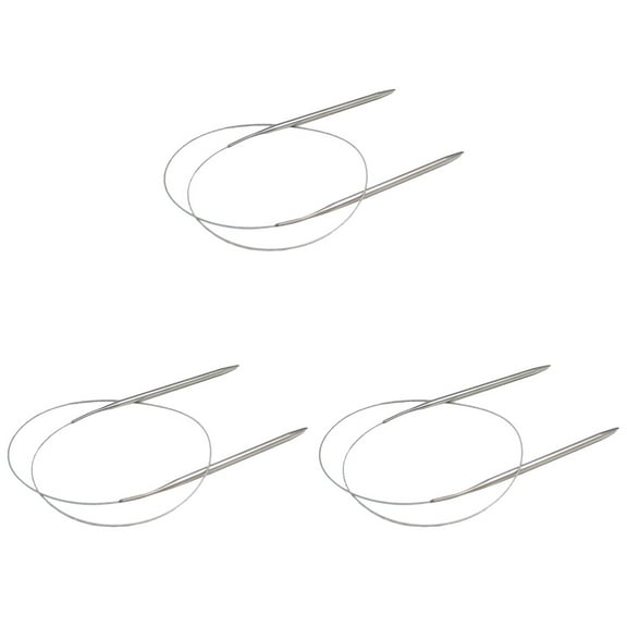 Landege 3-Piece Set 84CM Stainless Steel Circular Knitting Needles and Crochet Hooks for Sweater Knitting - Size No.15