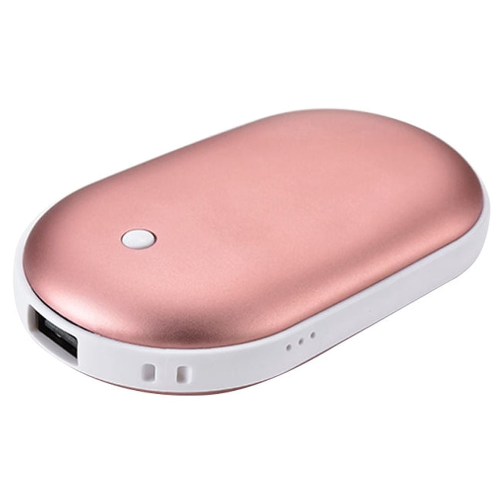 landege 4000mAh USB Rechargeable Electric Hand Warmer Heater Pebbles Double-Side Pocket Warmer Portable Power Bank for iPhone/ Galaxy (Rose Gold)