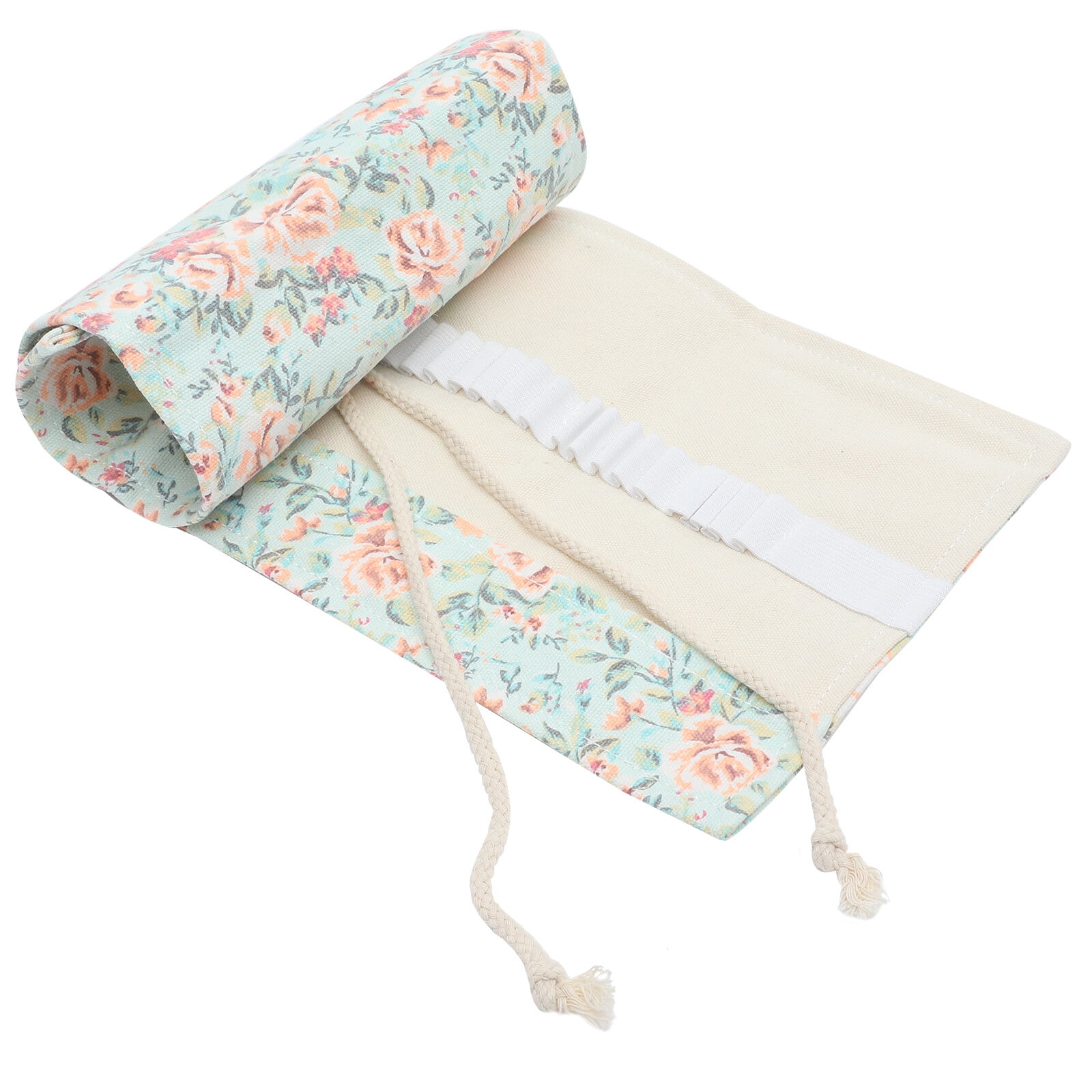 landege 48 Slots Pencil Case Roll Up Organizers Washable Pencil Bag Pencils Storage Wrap Pouch Holder Ethnic Style for Graders Girls Painting (Fresh Rose)