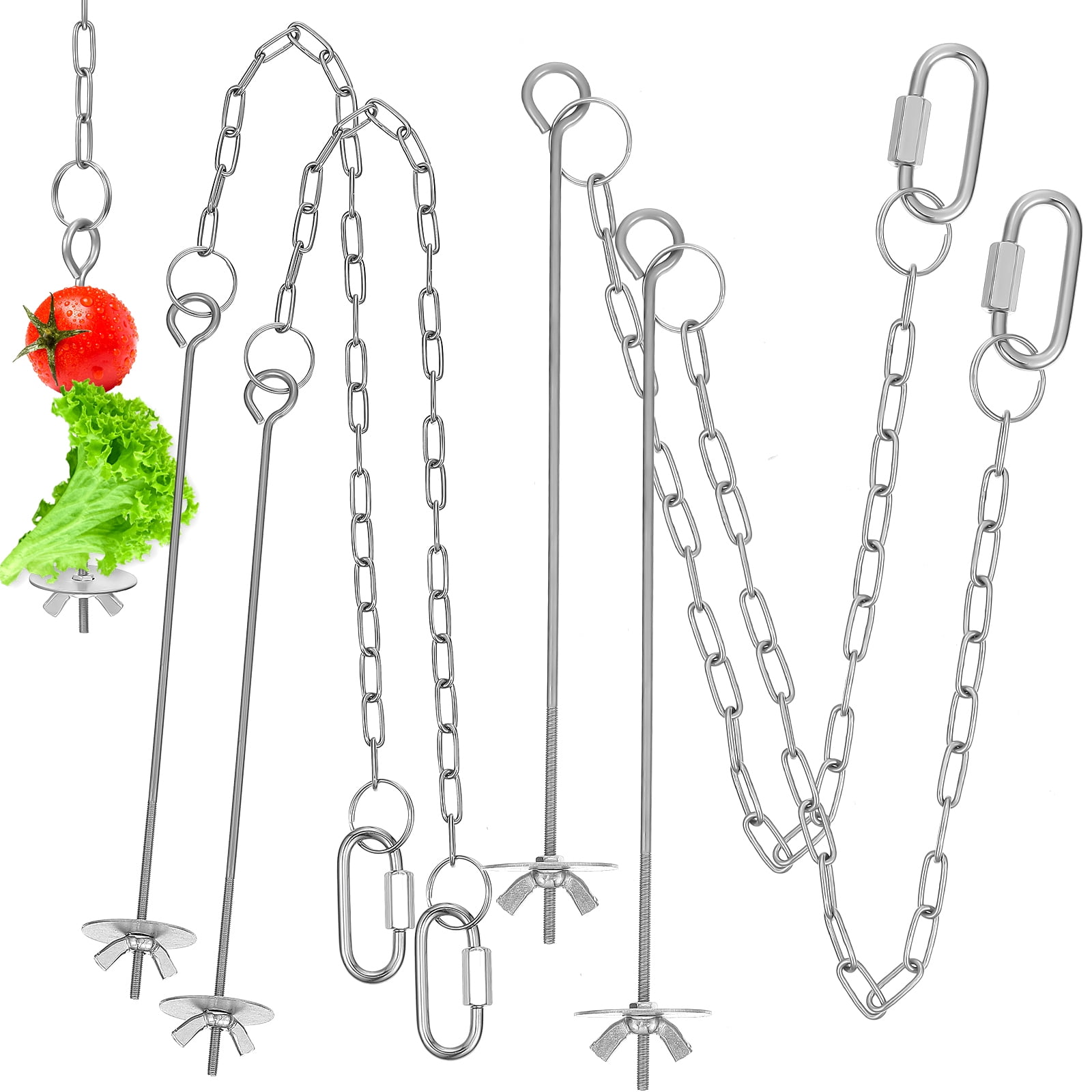 landege 4Pcs Chicken Vegetable Hanging Feeder Toys Chicken Veggies Skewer Fruit Holder with Chain for Hens