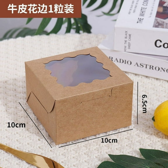 landege 50 Pcs Kraft Paper Cupcake Boxes with Clear Window for Desserts Sturdy Pastries Boxes Muffins Boxes Delicate Party Favors Bakery Packaging Boxes