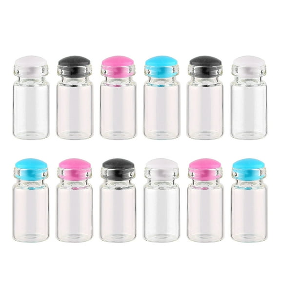 Landege 50-Pack 0.5ml Clear Mini Glass Jars with Silicone Stoppers, Small Message Bottles for Weddings, Party Favors, Wish Bottles Assorted Colors