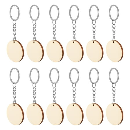 landege 50Pcs Wooden Key Chain DIY Hand Drawing Keychains Creative Key Pendants
