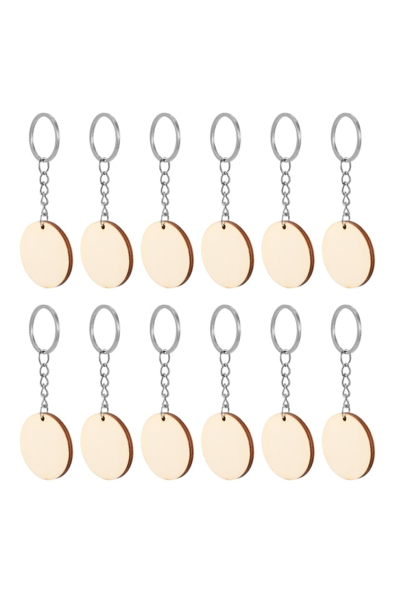 50-Pack Wooden Keychains Hand-Painted Key Pendants for Crafting and